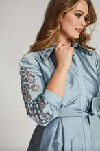 Load image into Gallery viewer, Taffeta Shirt Dress with Eyelet Sleeve
