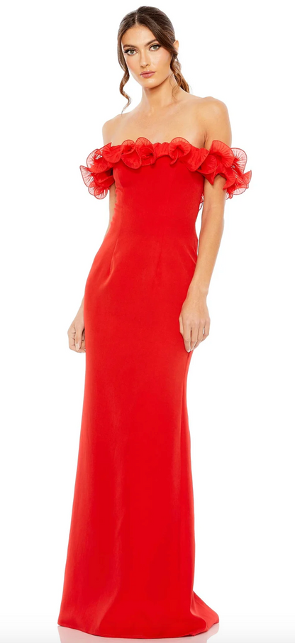 Off-The-Shoulder Ruffle Gown
