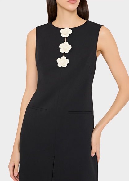Saylor Camellia Appliqué Crepe Mini Dress