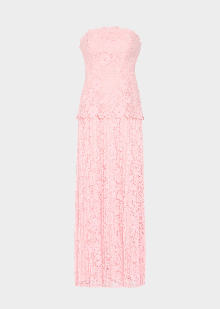 Noelle Strapless Mixed Laces Maxi Dress