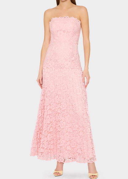 Noelle Strapless Mixed Laces Maxi Dress