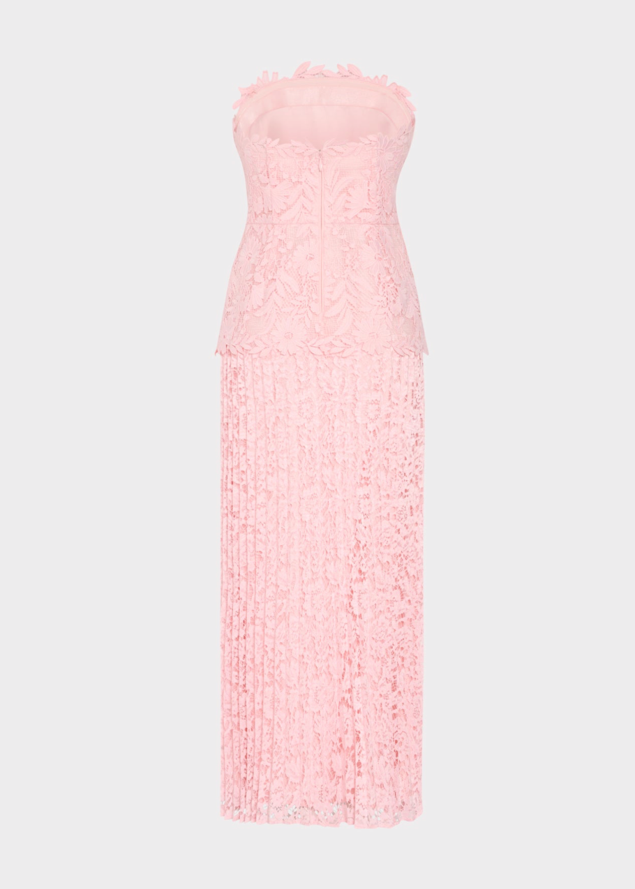 Noelle Strapless Mixed Laces Maxi Dress
