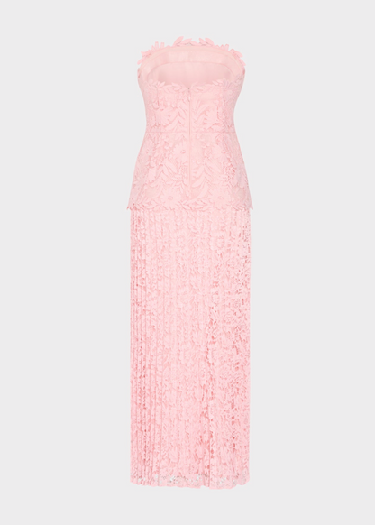 Noelle Strapless Mixed Laces Maxi Dress