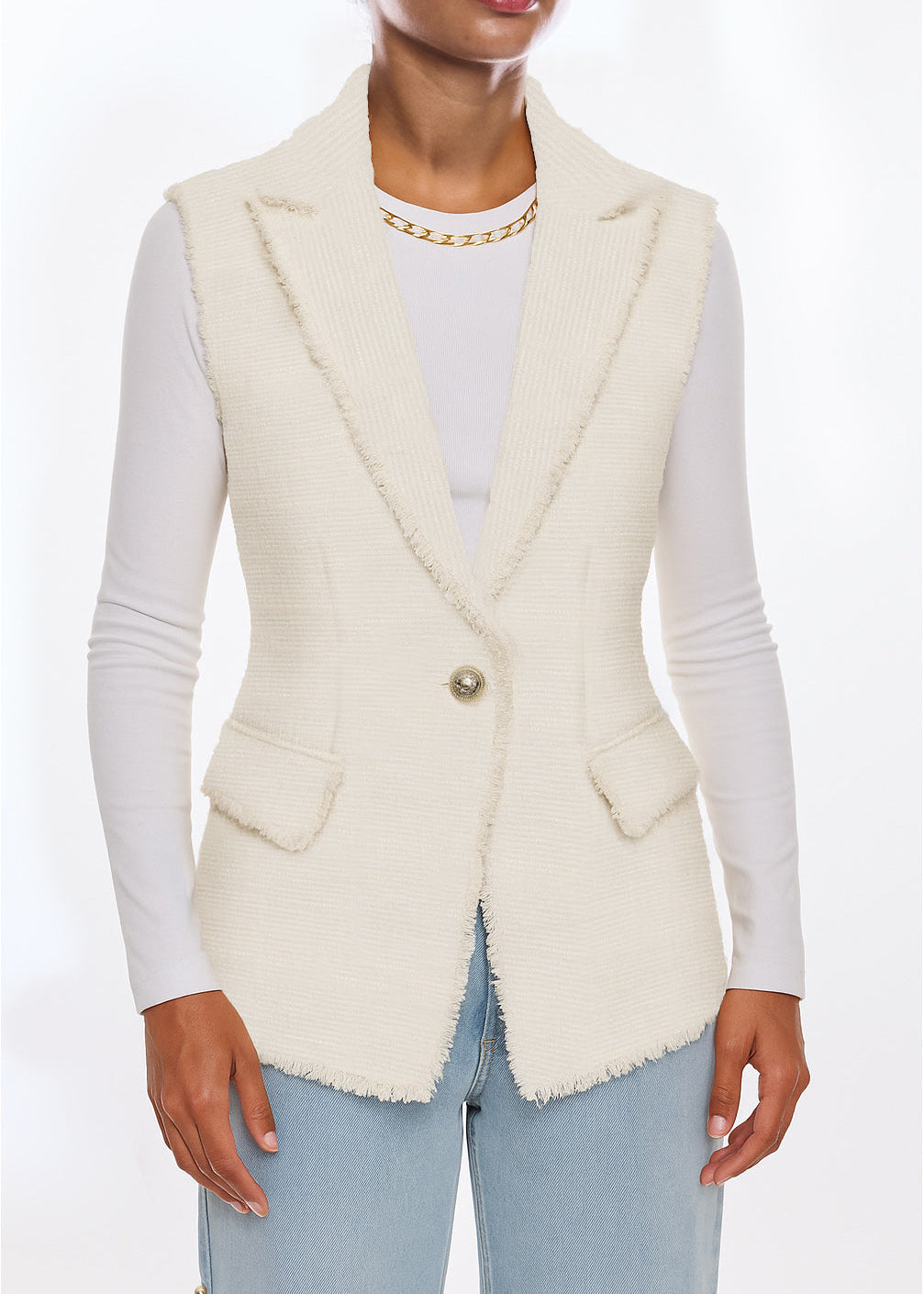 RIALTO TWEED SLEEVELESS BLAZER