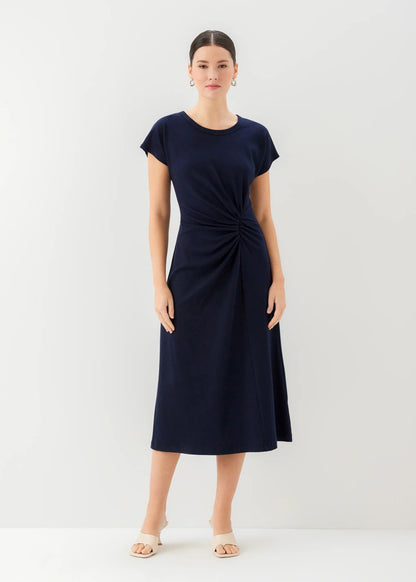 Aveline Side-Twist Midi Dress