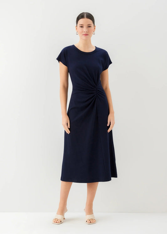 Aveline Side-Twist Midi Dress