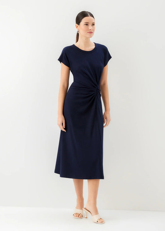 Aveline Side-Twist Midi Dress