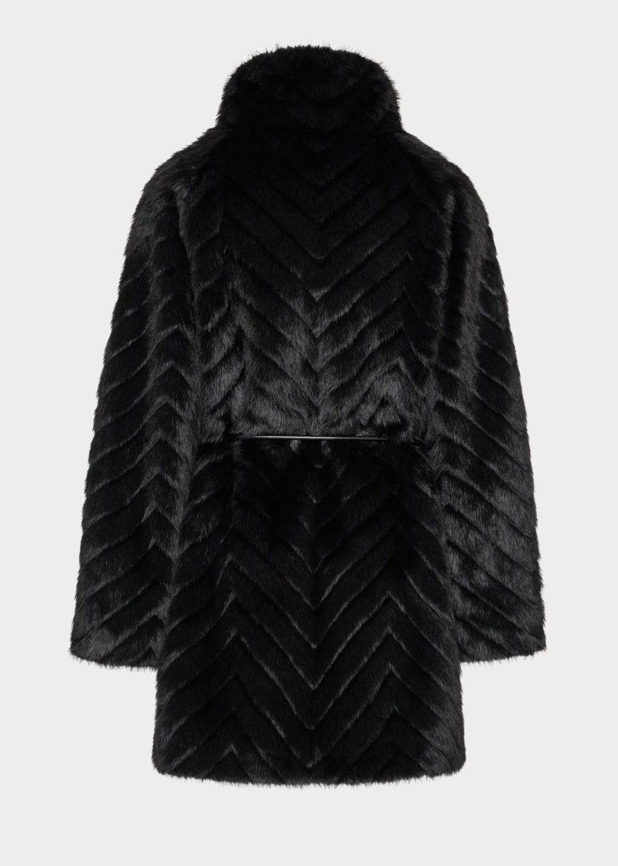 Dayna Chevron Fur Coat