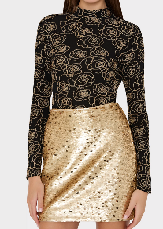 Modern Mini Gold Dot Sequin Skirt