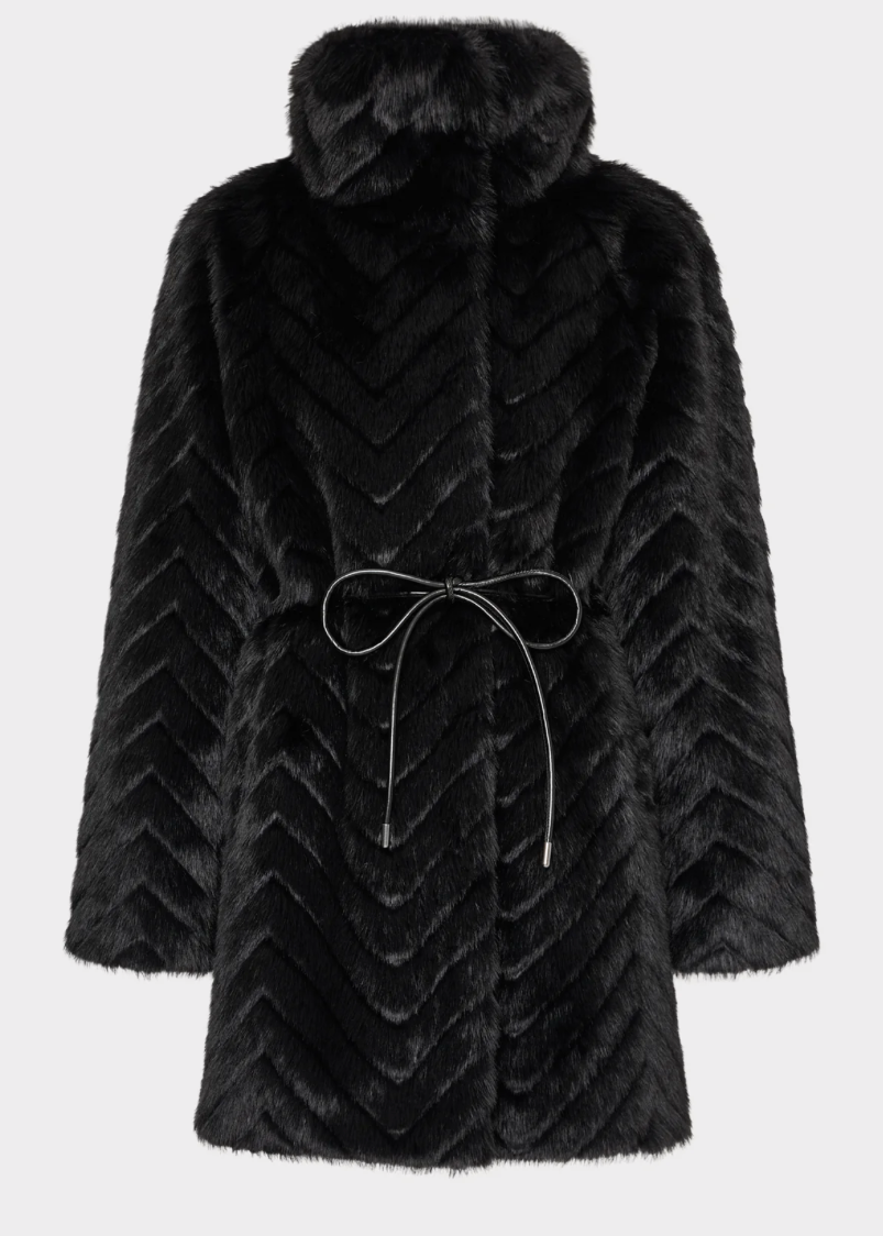 Dayna Chevron Fur Coat
