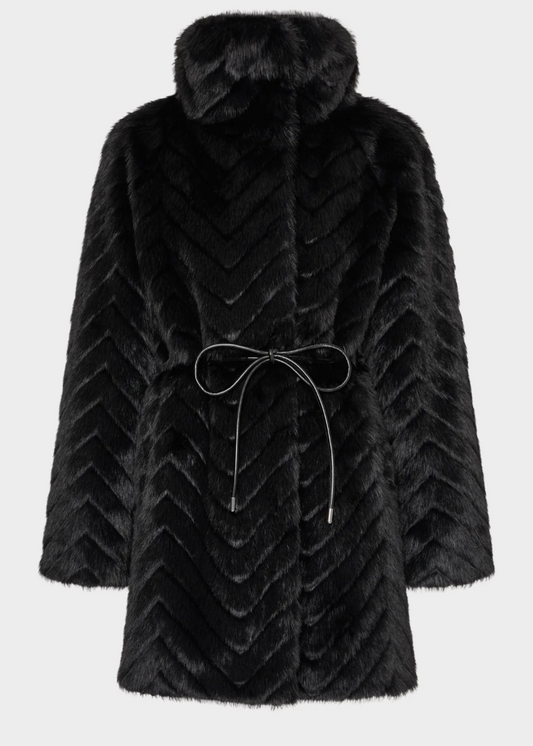 Dayna Chevron Fur Coat