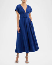 Load image into Gallery viewer, Cera Deep V-Neck Bow Midi Dress