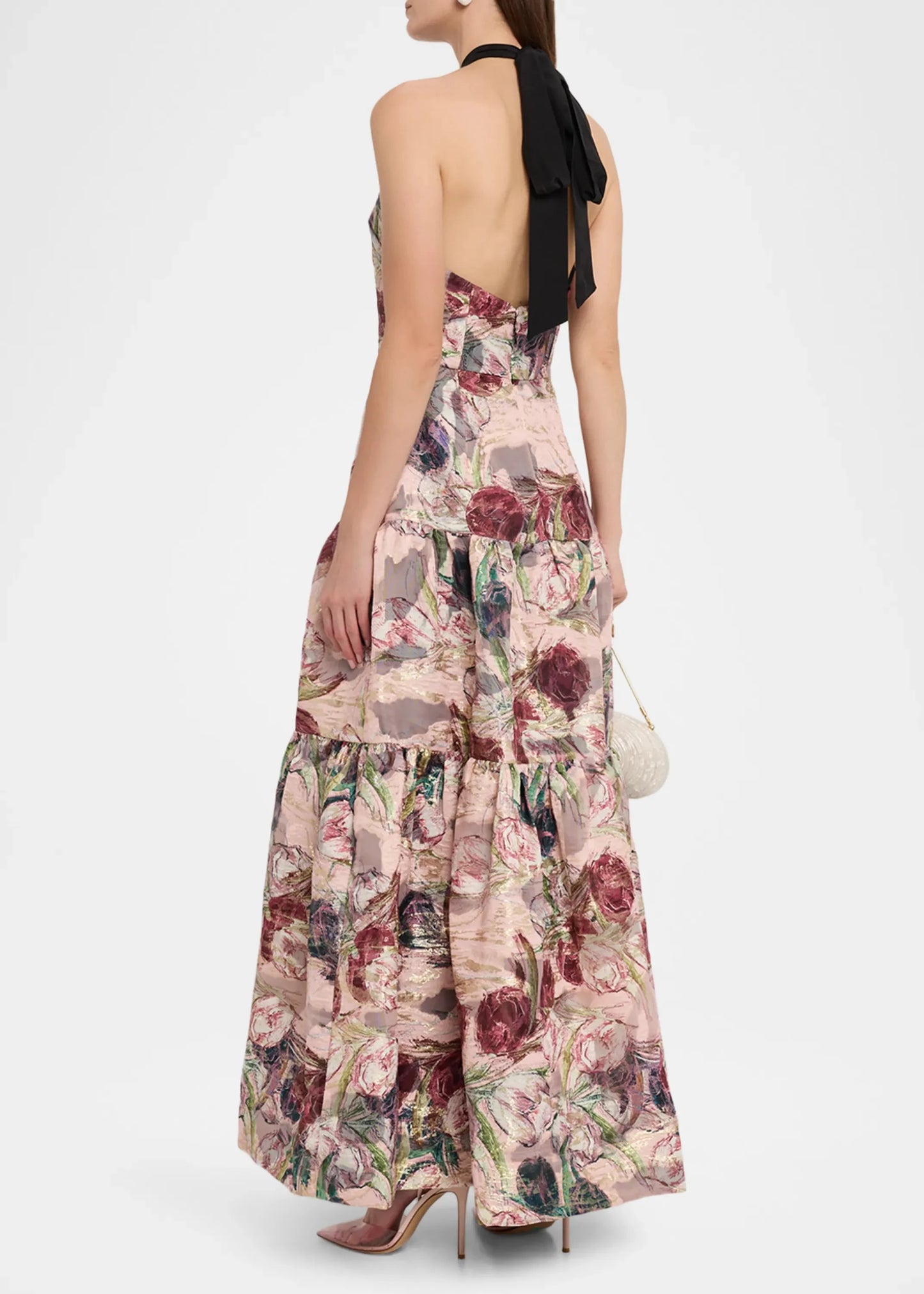 Gizelle Brocade Halter Maxi Dress