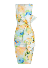 Load image into Gallery viewer, Side Bow Sheath Print Dress