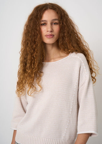 Striped Cotton Boat Neck Sweater