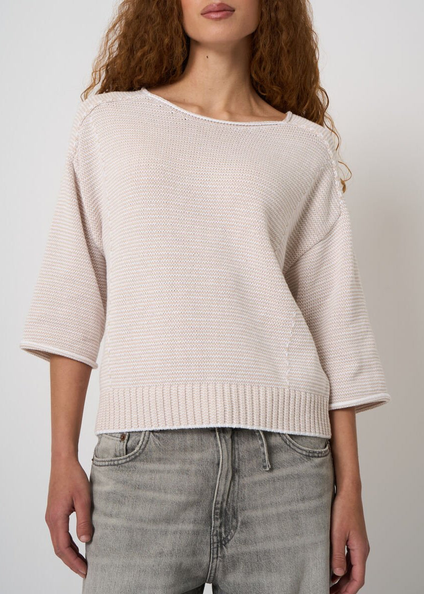 Striped Cotton Boat Neck Sweater
