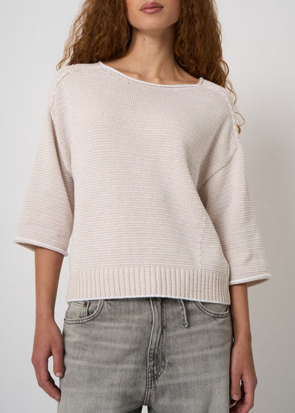 Striped Cotton Boat Neck Sweater