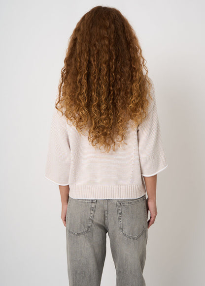 Striped Cotton Boat Neck Sweater