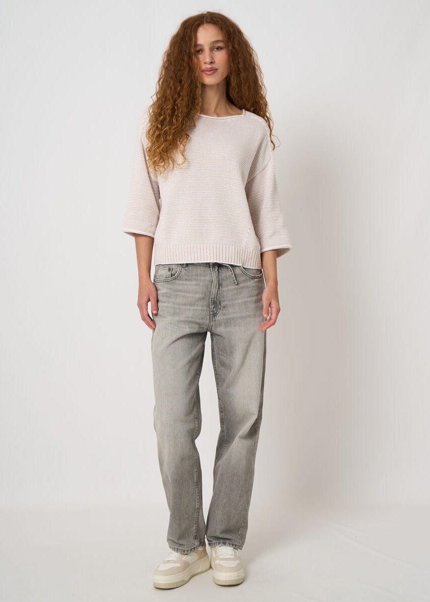 Striped Cotton Boat Neck Sweater