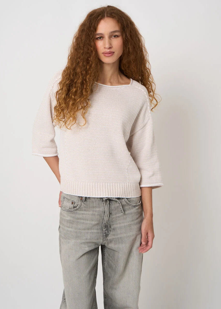 Striped Cotton Boat Neck Sweater