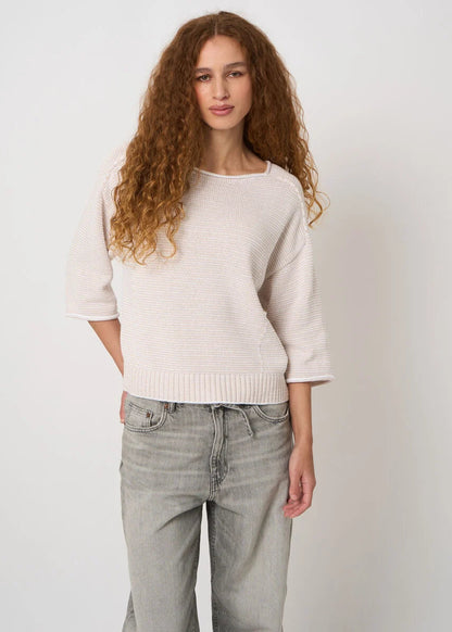 Striped Cotton Boat Neck Sweater