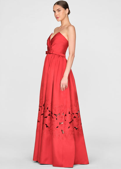 LENA EMBROIDERED MIKADO GOWN