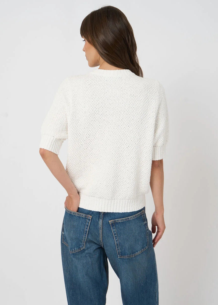 Textured Cotton Cardigan with Embroidered Flowers