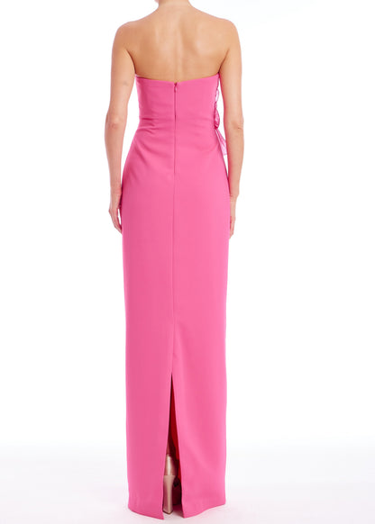 Strapless Floral Appliqué Gown