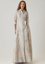 Load image into Gallery viewer, Metallic Floral Jacquard Shirt Waist Gown