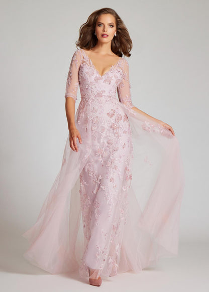 Tulle Velvet Floral Applique Gown