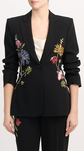 Floral Mixed Media Scrunched Cheyenne Blazer