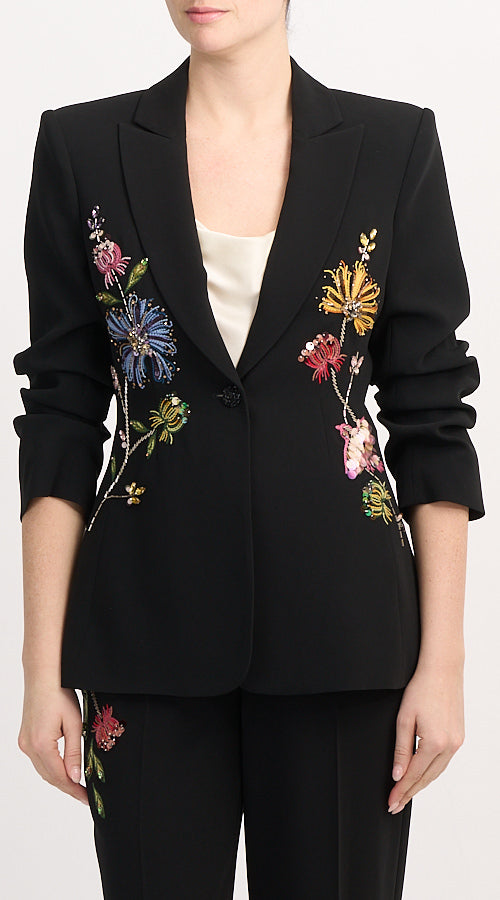 Floral Mixed Media Scrunched Cheyenne Blazer