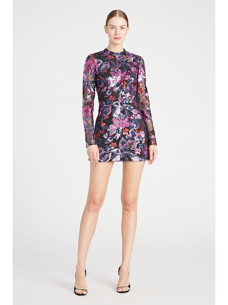 Long Sleeve Short Sequin Dress