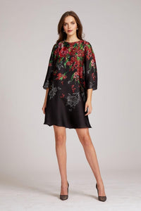 Twill Floral Trapeze Dress