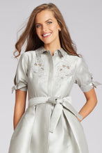 Load image into Gallery viewer, Short Sleeve Embroidered Cut Out Shirtdress