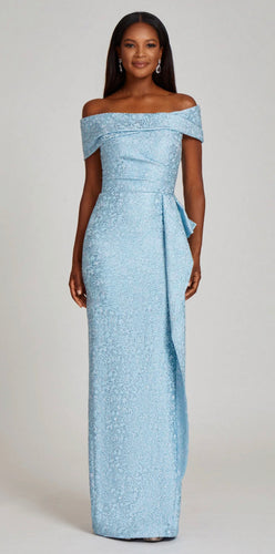 Draped Metallic Stretch Gown