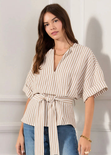 Belted V-Neck Top