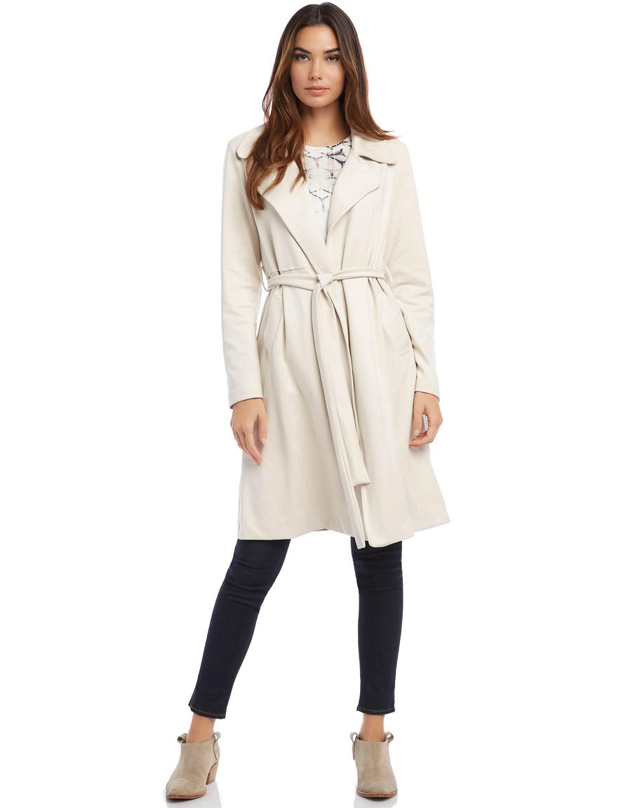 Faux Suede Trench Coat