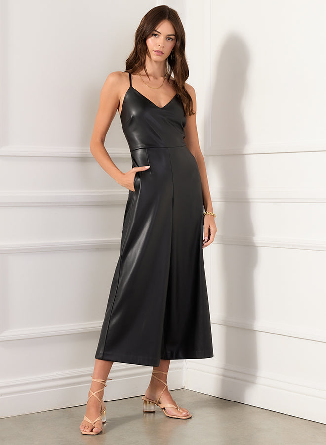 Cropped Leather Jumpsuit