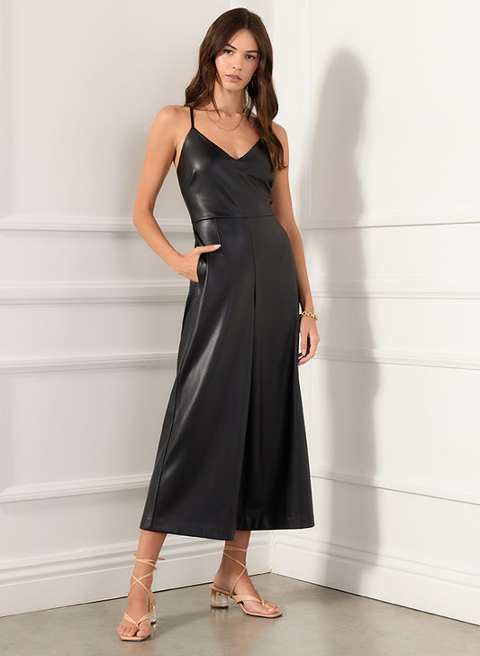 Cropped Leather Jumpsuit
