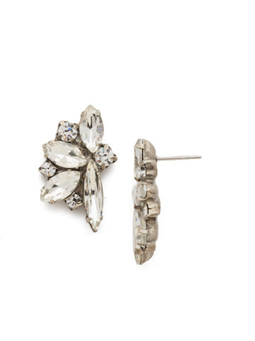 Fanned Navette Crystal Post Earring