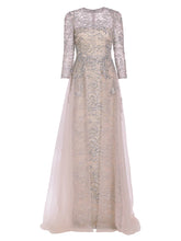 Load image into Gallery viewer, Long Sleeve Beaded Tulle Gown
