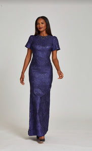 Jacquard Bead Collar Gown