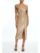Load image into Gallery viewer, Asymmetrical Shoulder Side Slit Dress
