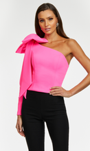 Load image into Gallery viewer, One Shoulder Scuba Top with Bow Detail
