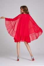 Load image into Gallery viewer, Chiffon Swing Cape Dress with Ruffle Hem