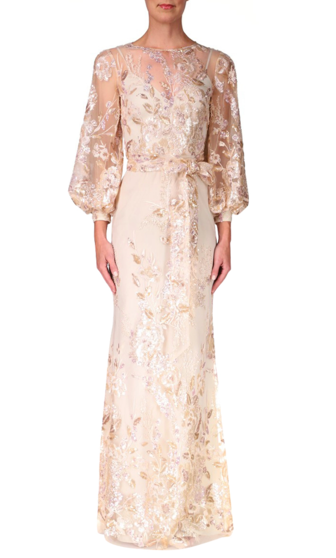 Champagne embroidered dress hot sale