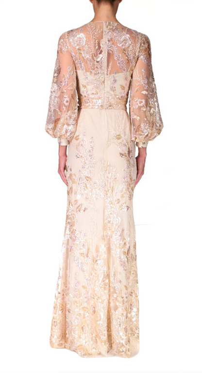 Champagne and Gold Embroidered Gown