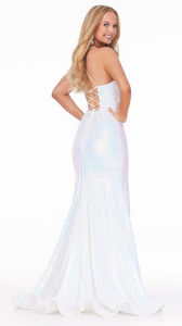 Fully Sequin Gown with Lace Up Back