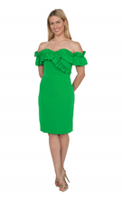 Load image into Gallery viewer, Cross Ruffle Neckline Dress